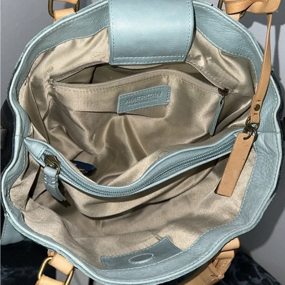 American Leather Co Lavina Convertible Satchel Glacier Lake Multi Blue AUTHENTIC - Picture 11 of 14